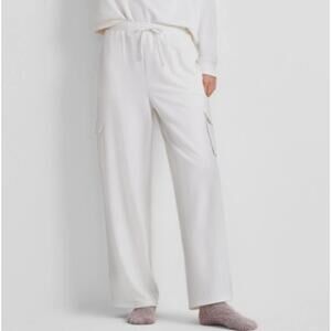 STATE OF DAY WOMENS HIGH-RISE FLEECE CARGO PANTS BRIGHT SEA - M